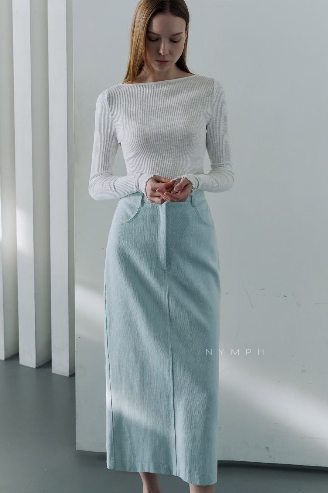 NYMPH韓國直郵女士新款時尚人氣熱賣25春夏職業真品長袖T恤NYMPH長袖T恤