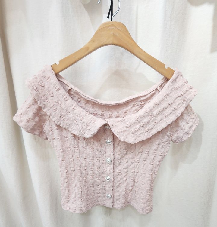 火Ⅱ-화투-T直郵韓國代購㊣女裝新品熱賣襯衫蕾絲衫含脖帶火Ⅱ襯衫/蕾絲衫