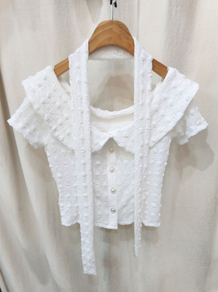 火Ⅱ-화투-T直郵韓國代購㊣女裝新品熱賣襯衫蕾絲衫含脖帶火Ⅱ襯衫/蕾絲衫圖色2