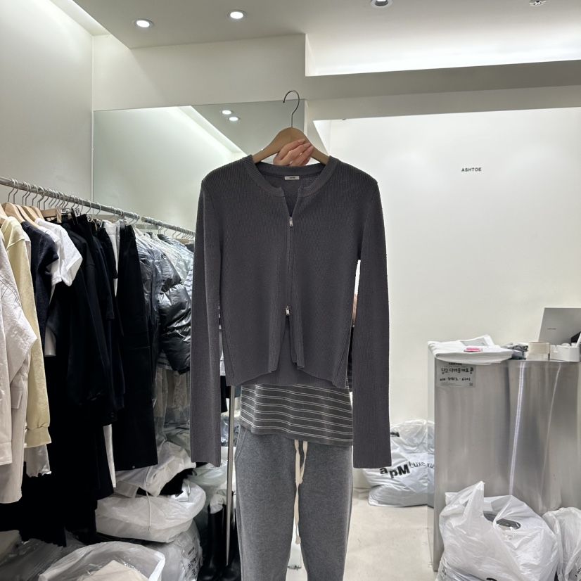 ASHTOE韓國直郵㊣女裝新品推薦休閑時尚熱賣25春夏針織衫拉鏈ASHTOE針織衫圖色2