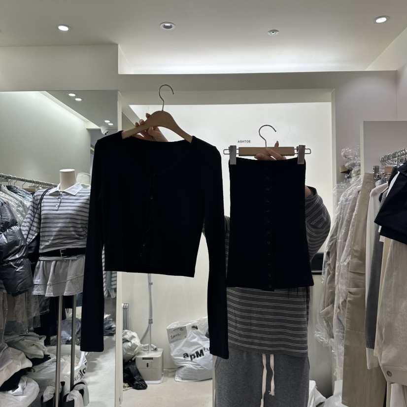 ASHTOE韓國直郵㊣東大門實拍女裝新品職業套裝兩件套套裝開衫ASHTOE套裝