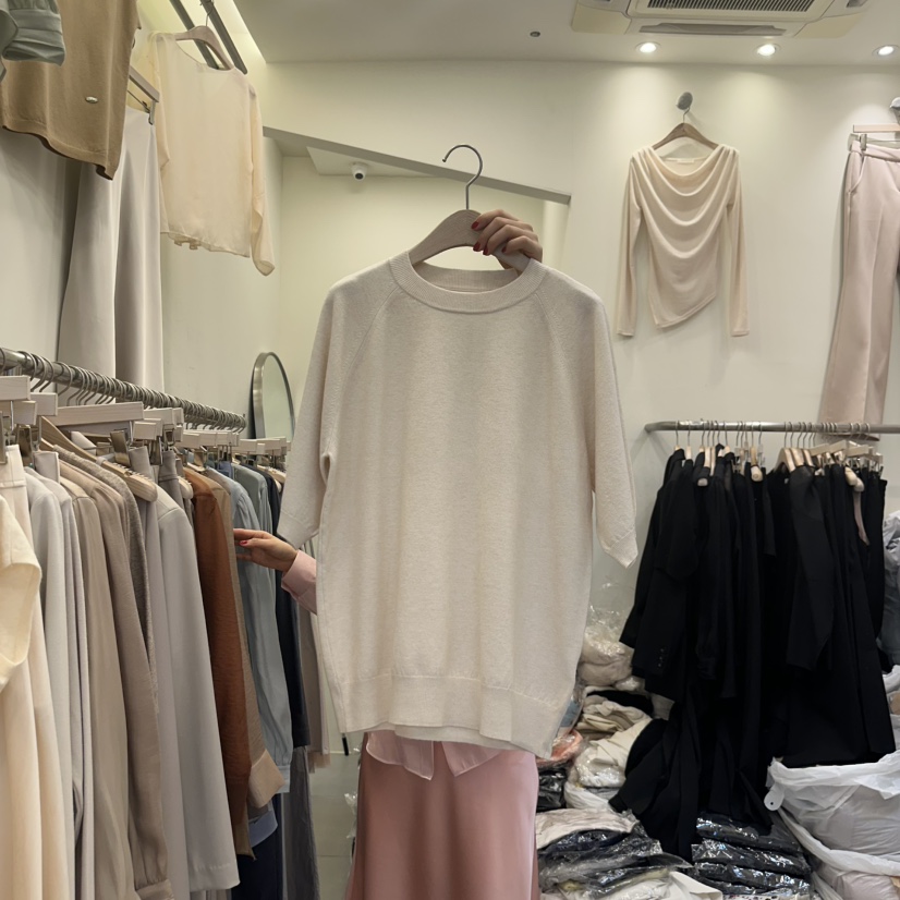 THE LOW韓國直郵㊣東大門實拍女裝新品休閑熱賣25春夏T恤奶油色THE LOWT恤圖色3