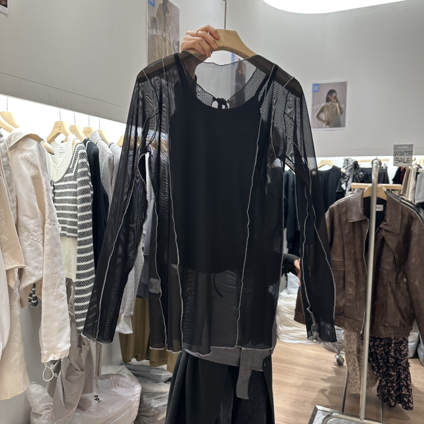 FLIPAR直郵韓國代購㊣女裝新品熱賣時尚25春夏襯衫蕾絲衫雙面FLIPAR襯衫/蕾絲衫