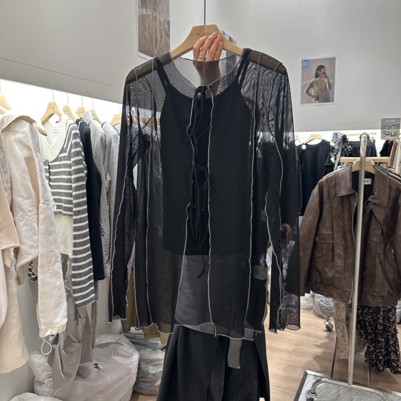 FLIPAR直郵韓國代購㊣女裝新品熱賣時尚25春夏襯衫蕾絲衫雙面FLIPAR襯衫/蕾絲衫圖色2
