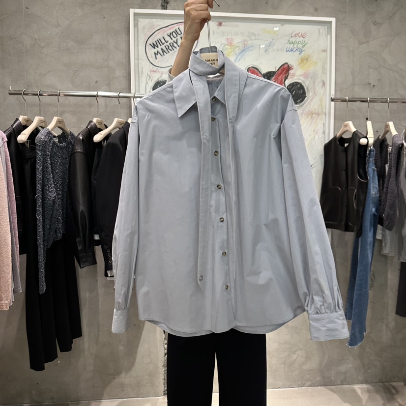 LAMAGIEPIE韓國直郵女士新款休閑25春夏時尚真品襯衫蕾絲衫LAMAGIE GREY襯衫/蕾絲衫圖色2