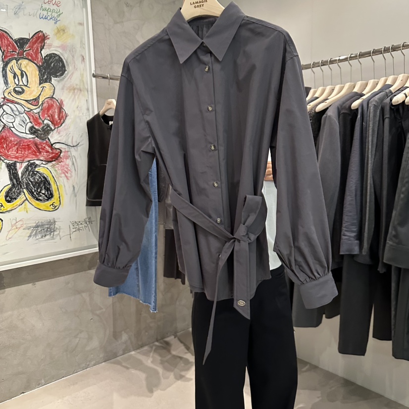 LAMAGIEPIE韓國直郵女士新款休閑25春夏時尚真品襯衫蕾絲衫LAMAGIE GREY襯衫/蕾絲衫圖色3