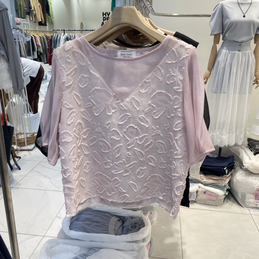 BLUE RIBBON韓國直郵女裝新品25春夏休閑時尚推薦職業人氣T恤BLUE RIBBONT恤圖色2