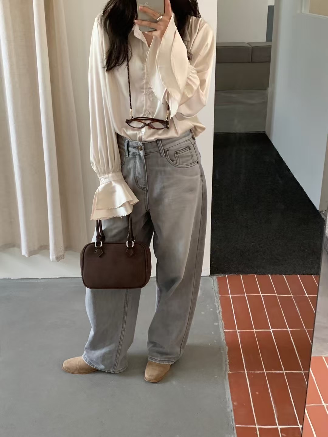 VERA韓國直郵㊣女裝新品25春夏休閑人氣職業時尚襯衫蕾絲衫VERA襯衫/蕾絲衫