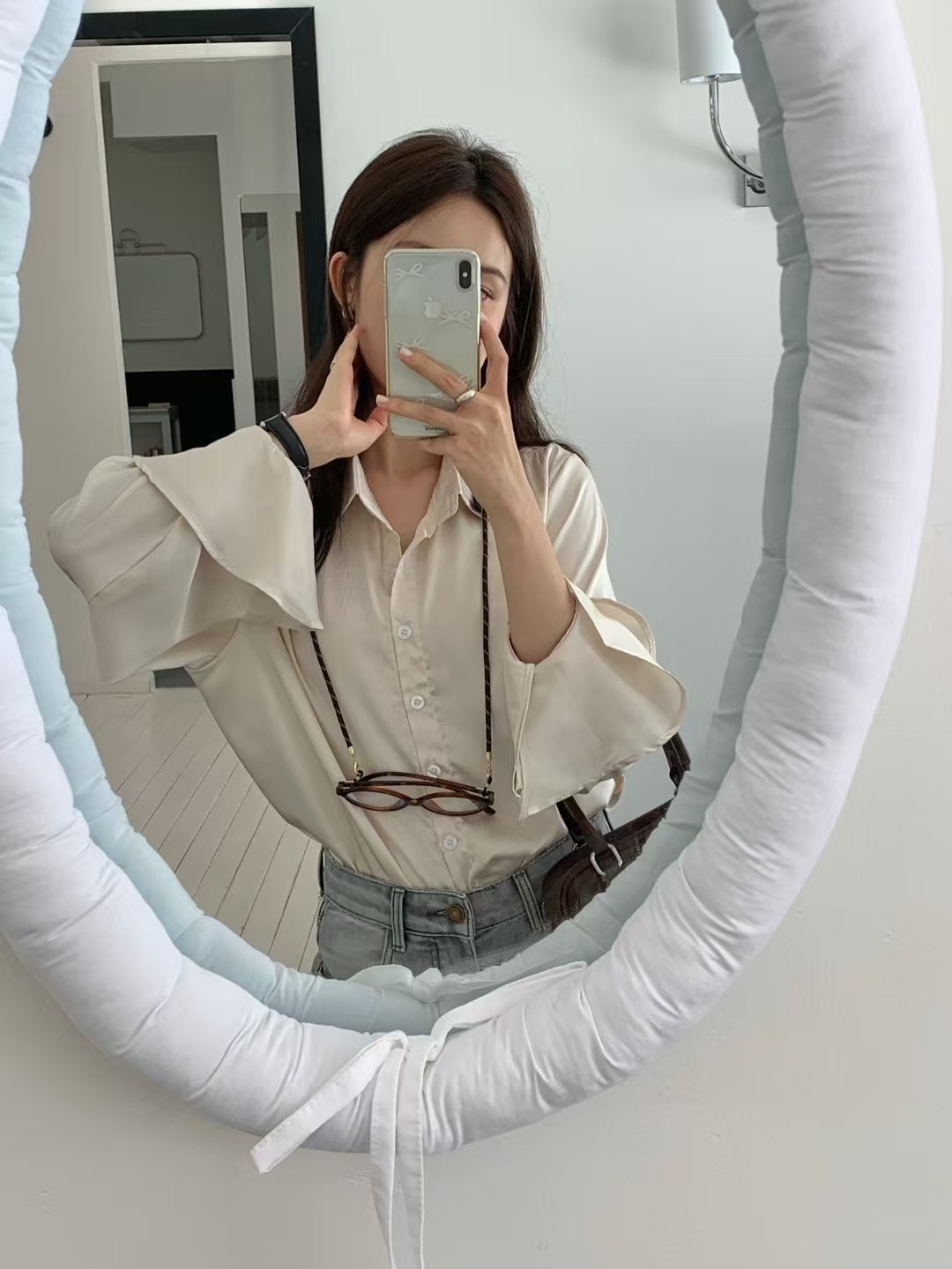 VERA韓國直郵㊣女裝新品25春夏休閑人氣職業時尚襯衫蕾絲衫VERA襯衫/蕾絲衫