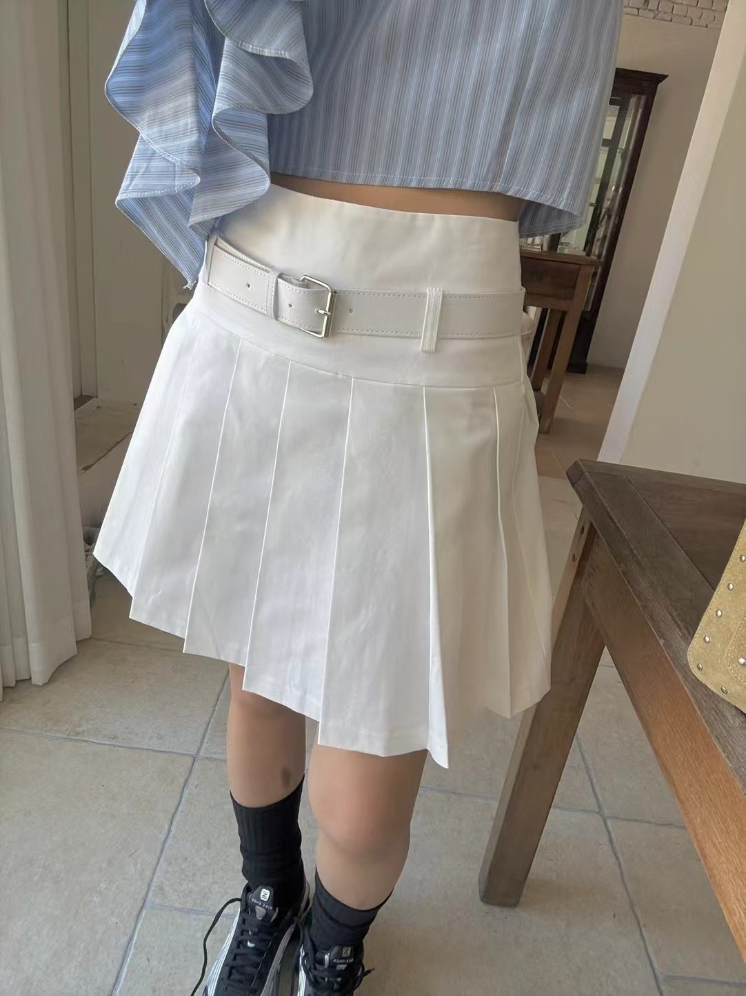 ONDA直郵韓國代購㊣女裝新款熱賣休閑25春夏時尚短裙含腰帶ONDA短裙