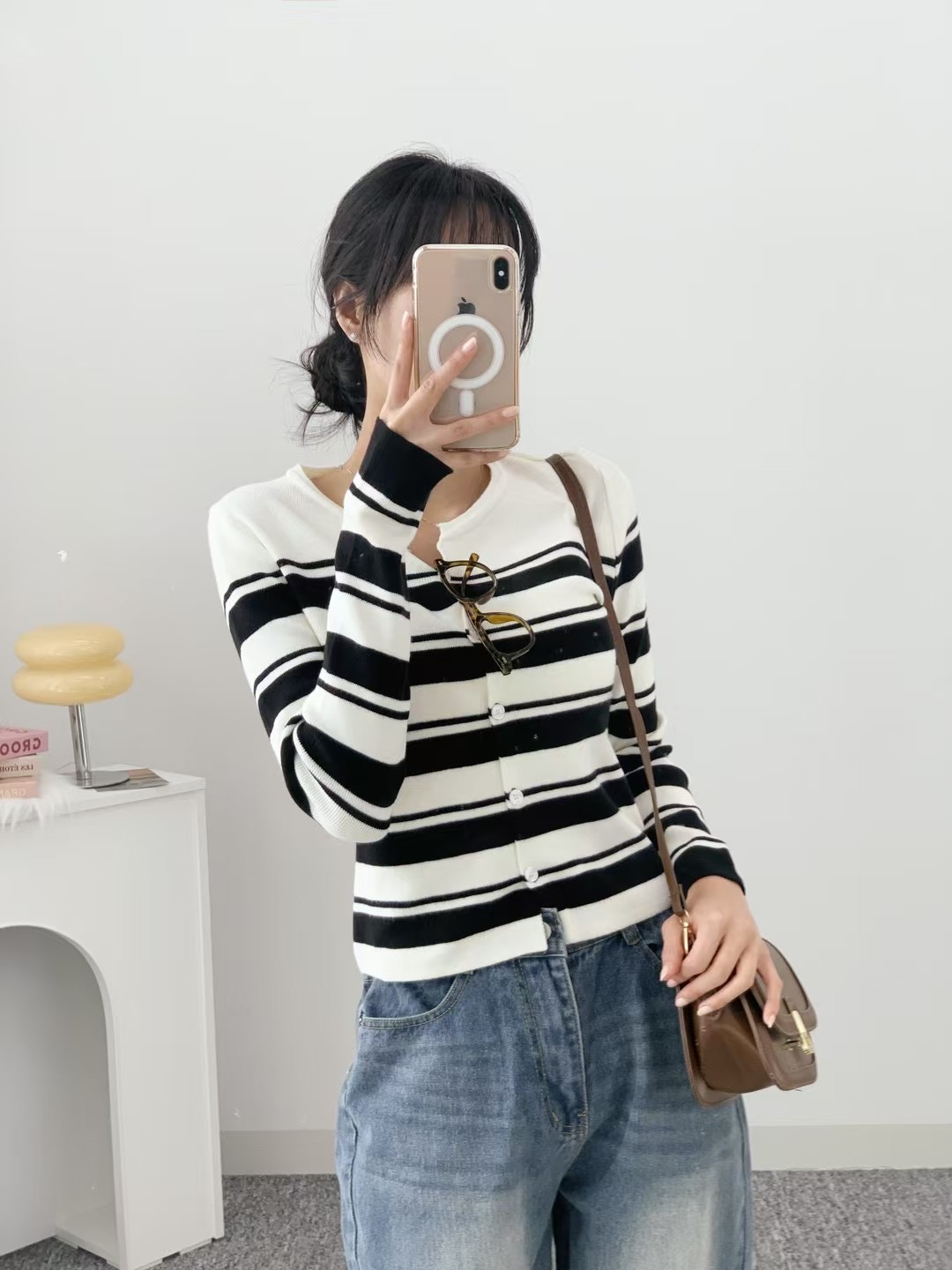 VERA韓國直郵㊣東大門實拍女裝新品休閑時尚職業針織衫開衫VERA針織衫