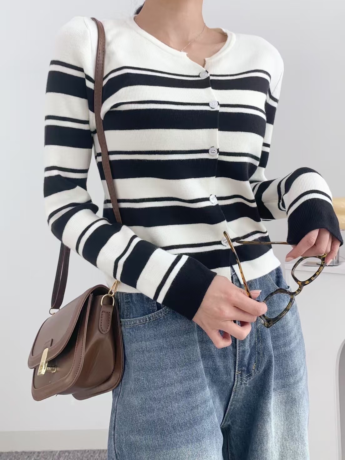 VERA韓國直郵㊣東大門實拍女裝新品休閑時尚職業針織衫開衫VERA針織衫