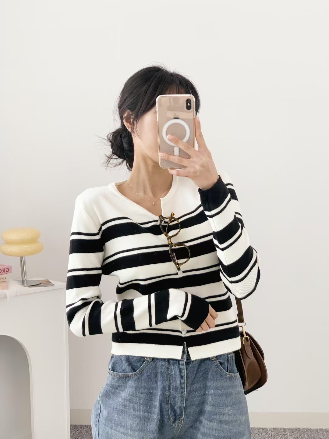 VERA韓國直郵㊣東大門實拍女裝新品休閑時尚職業針織衫開衫VERA針織衫圖色1