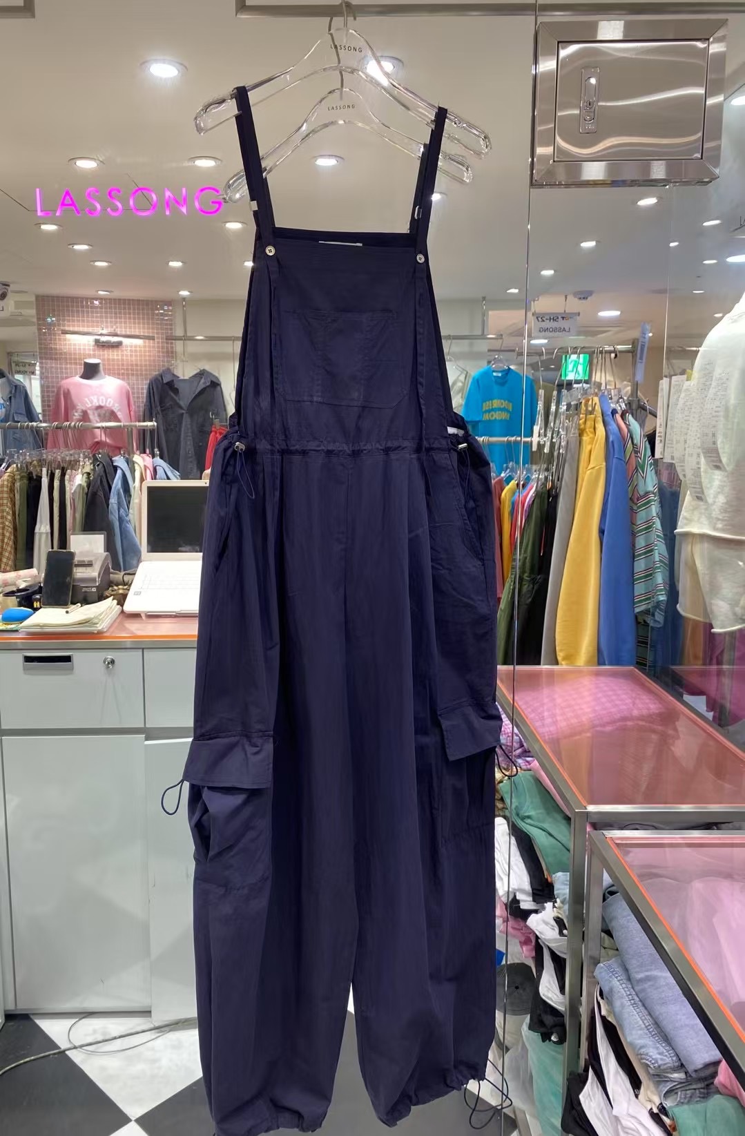 LASSONG韓國直郵㊣女裝新款推薦人氣25春夏熱賣時尚休閑背帶褲LASSONG背帶褲圖色2