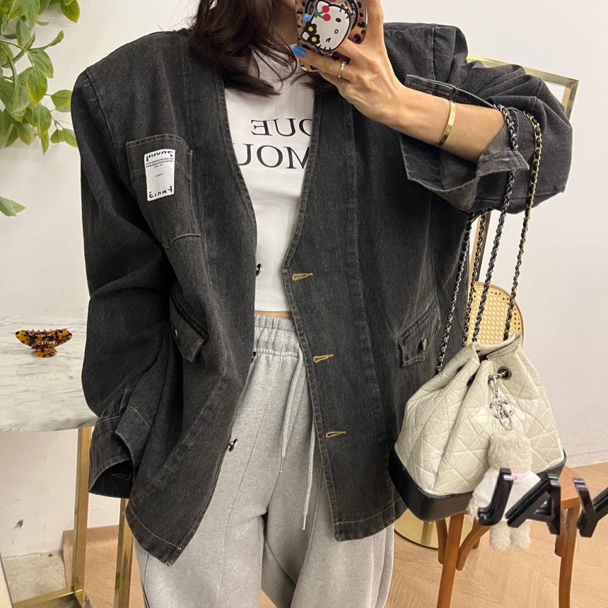 BLACK BABI韓國直郵㊣東大門實拍女裝新品人氣熱賣夾克含腰帶BLACK BABI夾克