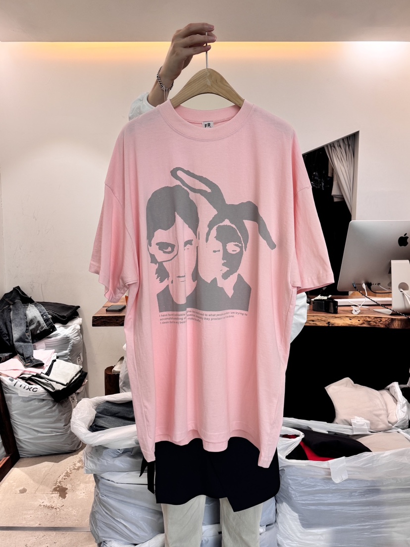FRIC韓國直郵㊣女裝新品熱賣時尚推薦25春夏人氣休閑T恤兔子FRICT恤圖色2