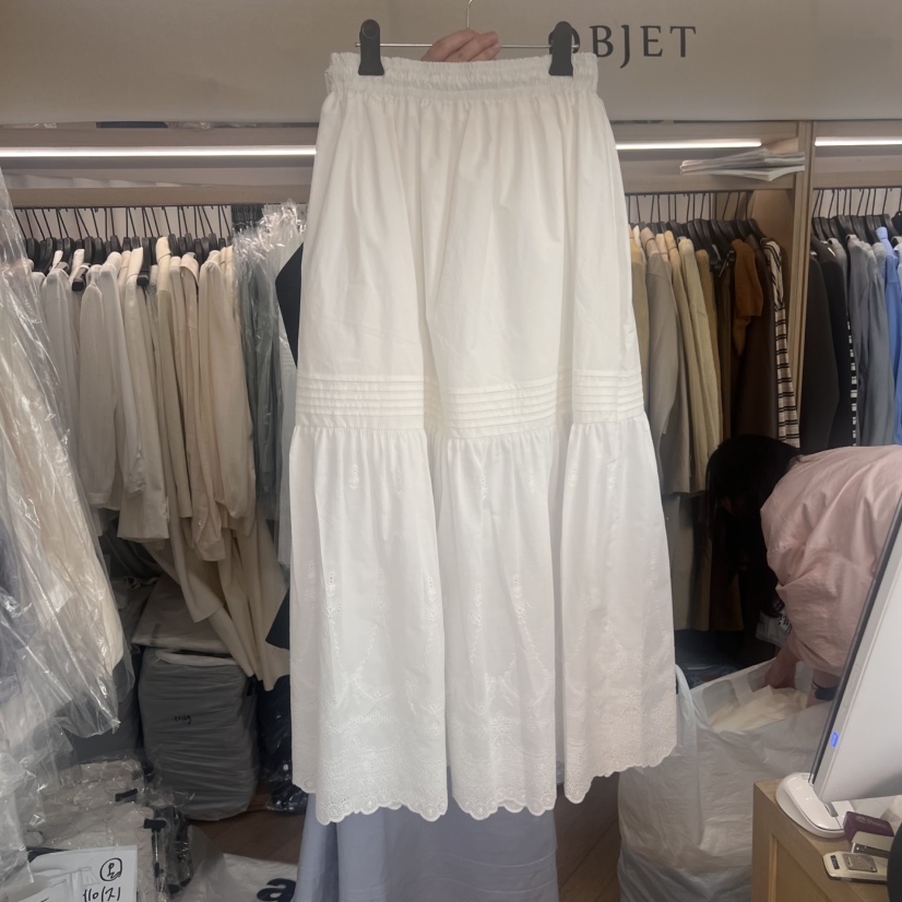 OBJET直郵韓國代購㊣女裝新品職業時尚休閑半身裙中短裙蕾絲love us u/OBJET半身裙/中短裙