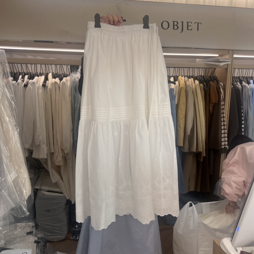 OBJET直郵韓國代購㊣女裝新品職業時尚休閑半身裙中短裙蕾絲love us u/OBJET半身裙/中短裙
