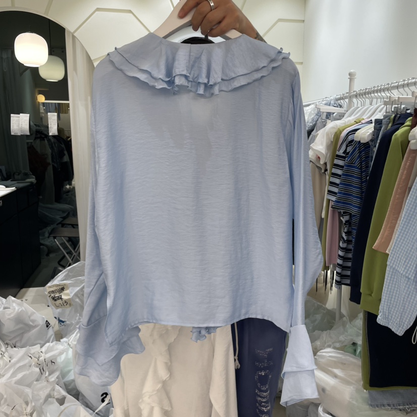 EGG IS韓國直郵㊣東大門實拍女裝新品時尚25春夏襯衫蕾絲衫EGG IS襯衫/蕾絲衫