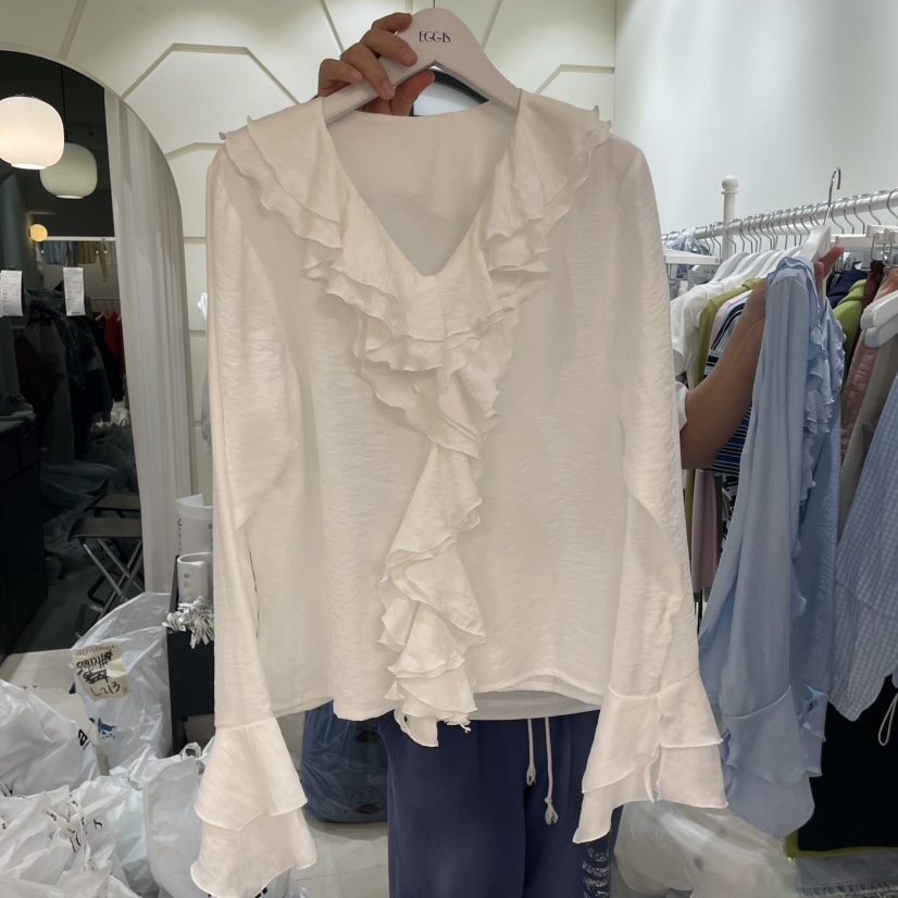 EGG IS韓國直郵㊣東大門實拍女裝新品時尚25春夏襯衫蕾絲衫EGG IS襯衫/蕾絲衫