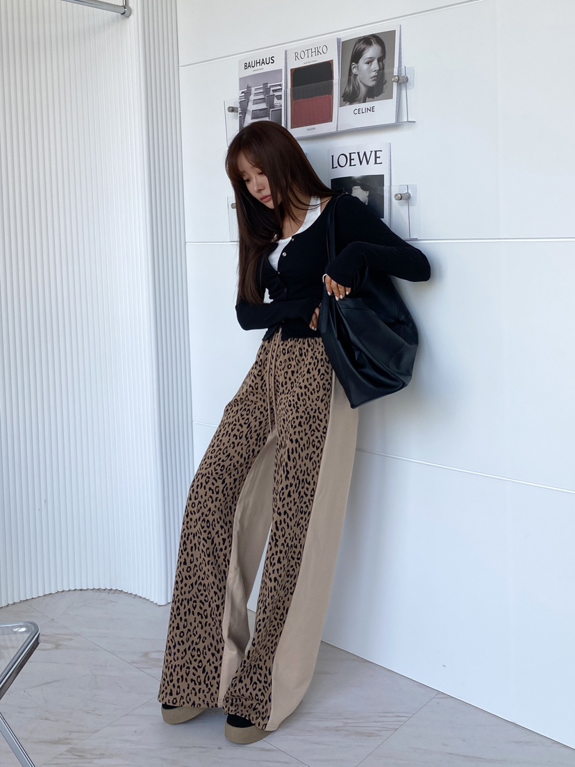 CLOTH韓國直郵㊣東大門實拍女裝新品25春夏職業休閑休閑褲豹紋CLOTH休閑褲