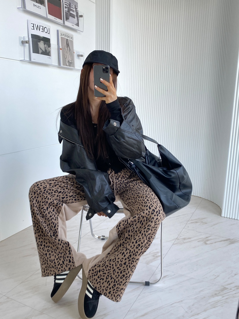 CLOTH韓國直郵㊣東大門實拍女裝新品25春夏職業休閑休閑褲豹紋CLOTH休閑褲