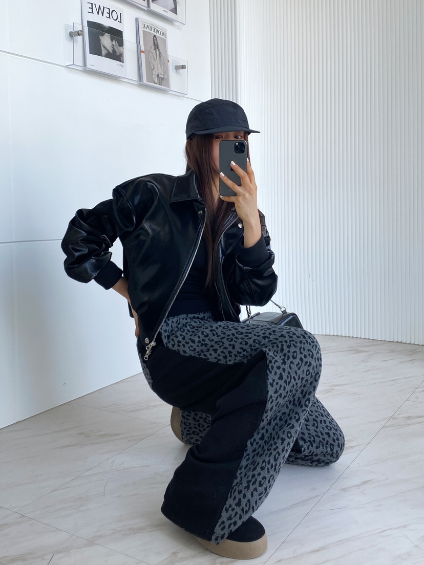 CLOTH韓國直郵㊣東大門實拍女裝新品25春夏職業休閑休閑褲豹紋CLOTH休閑褲