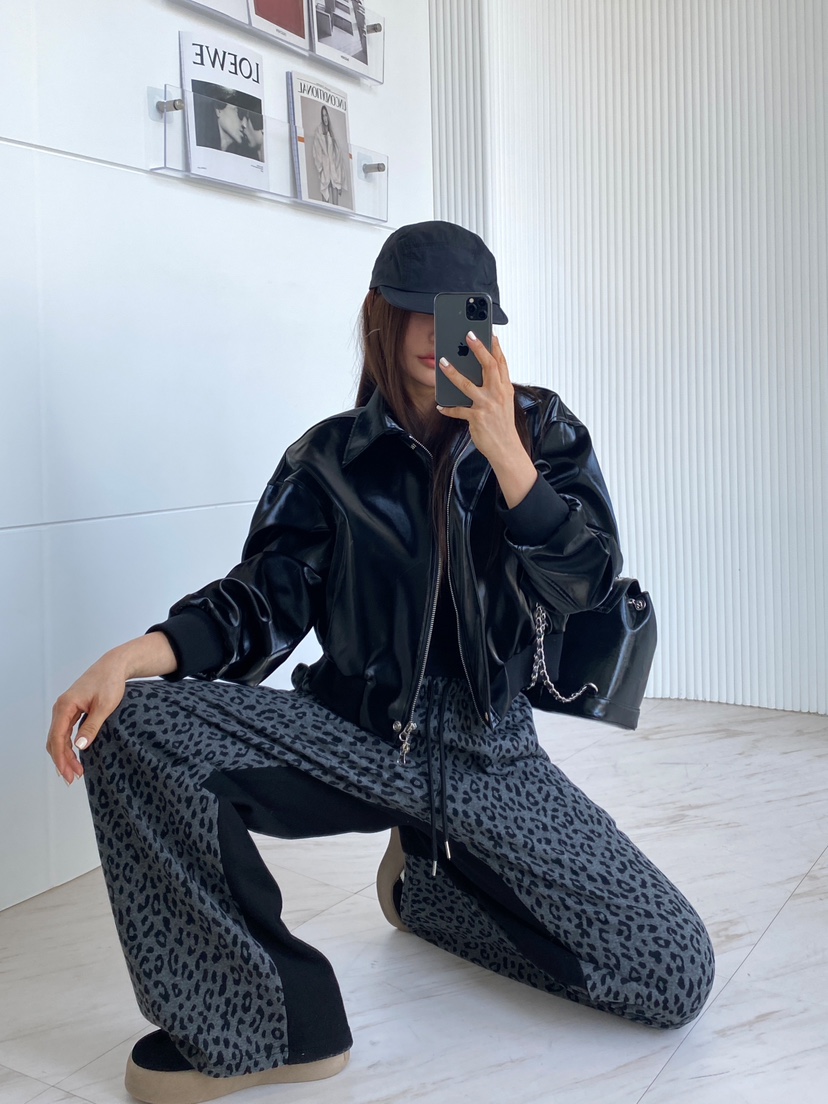 CLOTH韓國直郵㊣東大門實拍女裝新品25春夏職業休閑休閑褲豹紋CLOTH休閑褲