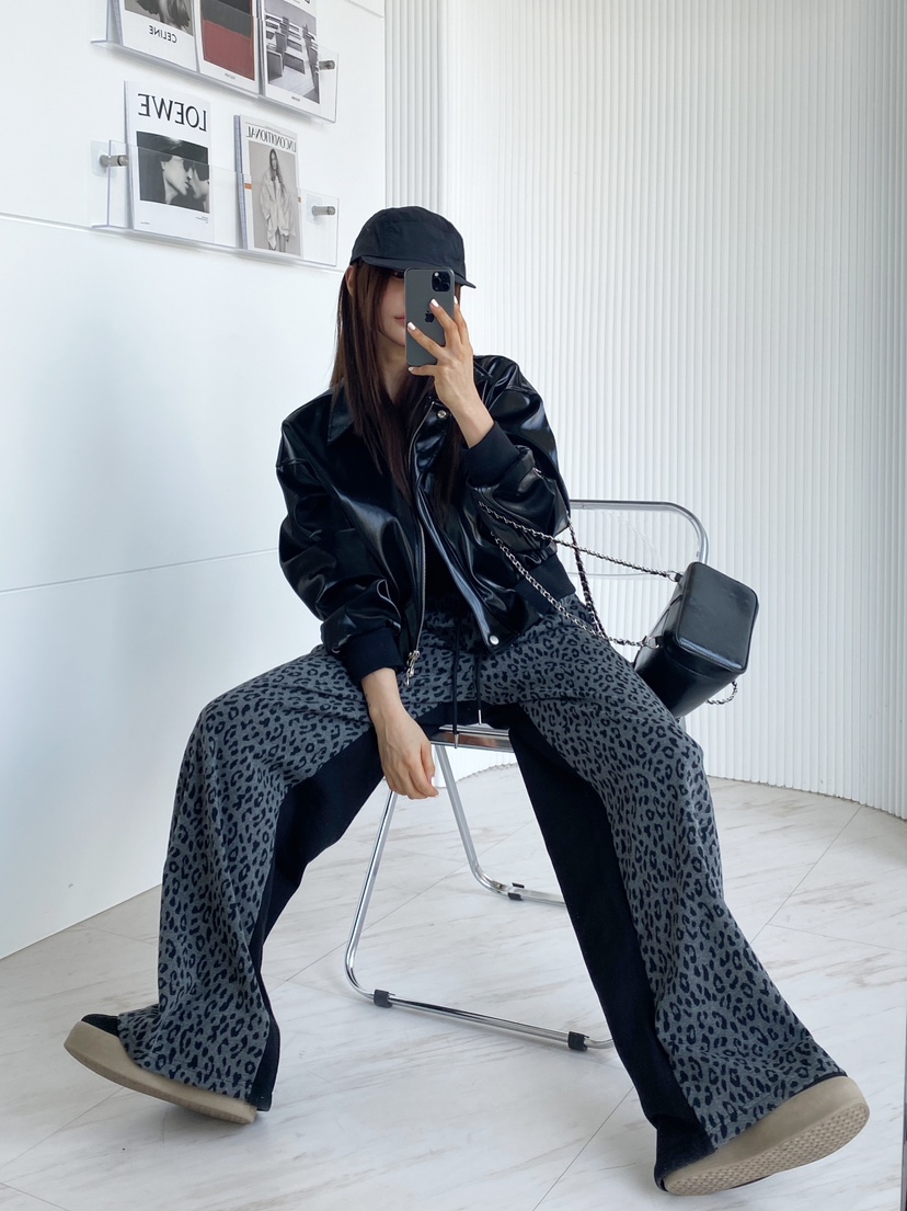 CLOTH韓國直郵㊣東大門實拍女裝新品25春夏職業休閑休閑褲豹紋CLOTH休閑褲