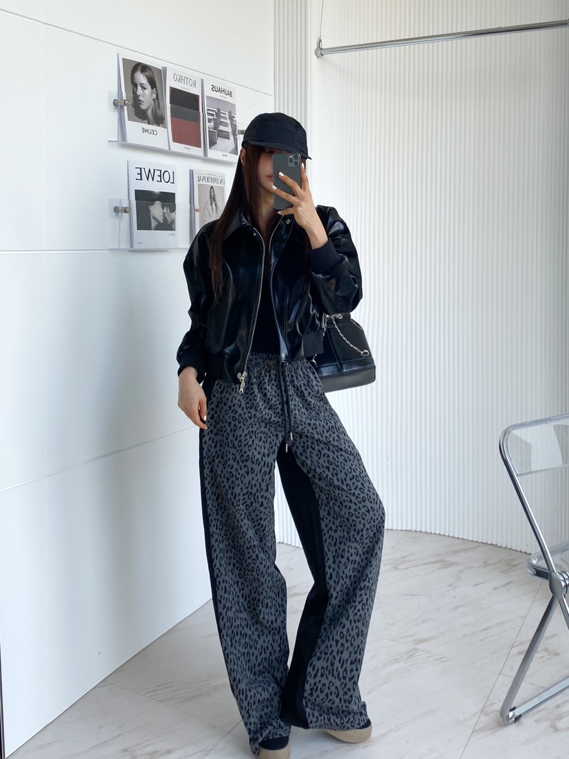 CLOTH韓國直郵㊣東大門實拍女裝新品25春夏職業休閑休閑褲豹紋CLOTH休閑褲