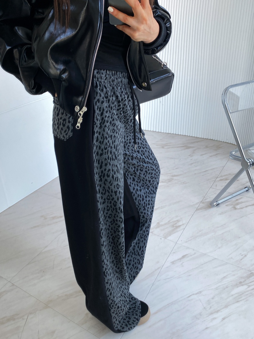 CLOTH韓國直郵㊣東大門實拍女裝新品25春夏職業休閑休閑褲豹紋CLOTH休閑褲