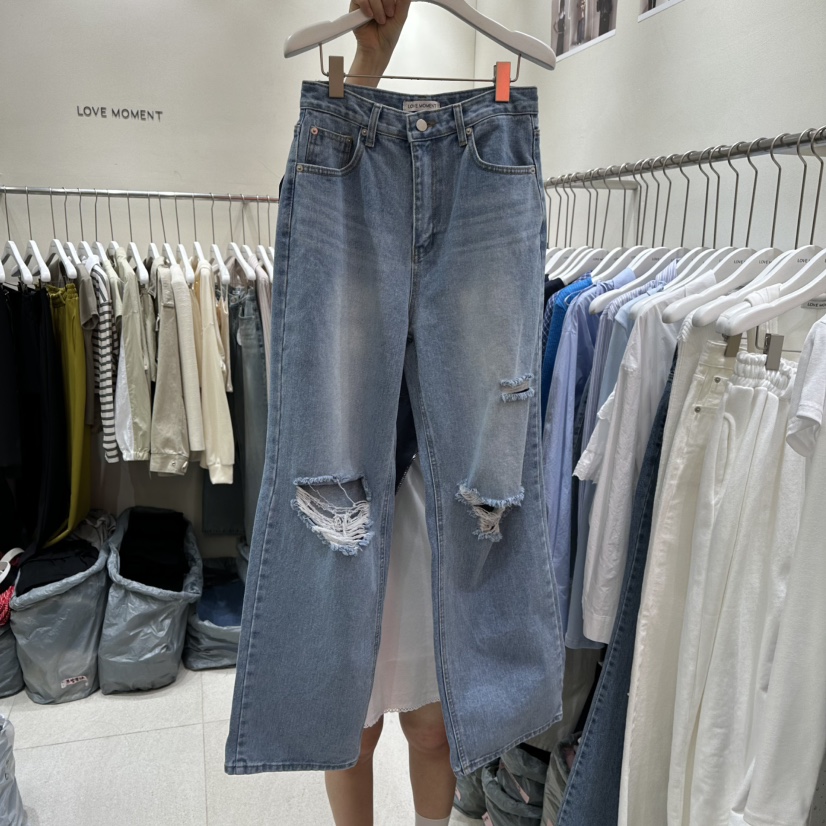 LOVE MOMENT直郵韓國代購㊣女裝新品25春夏職業人氣牛仔褲LOVE MOMENT牛仔褲