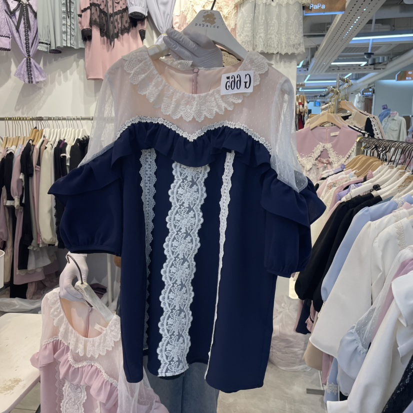 PAPA韓國㊣直郵東大門代購女裝新品休閑人氣25春夏襯衫蕾絲衫PaPa/HALMADE襯衫/蕾絲衫圖色3