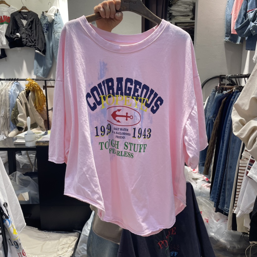 YESFREE韓國直郵㊣東大門實拍女裝新品推薦休閑時尚T恤復古YESFREET恤圖色3