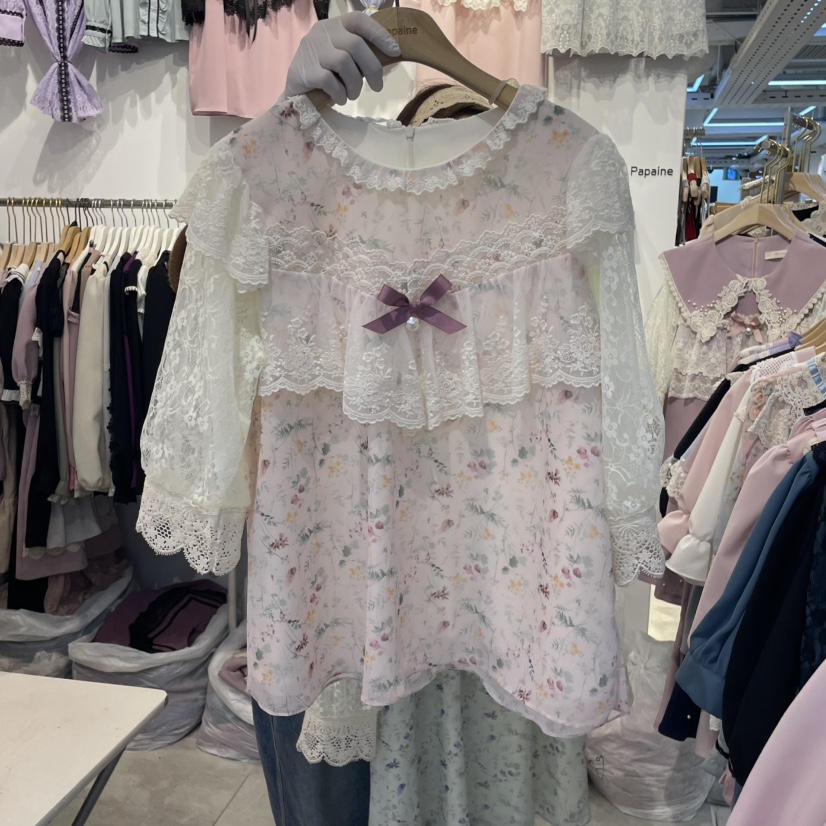 PAPA韓國直郵㊣女裝新品推薦時尚休閑熱賣職業25春夏襯衫蕾絲衫PAPA襯衫/蕾絲衫