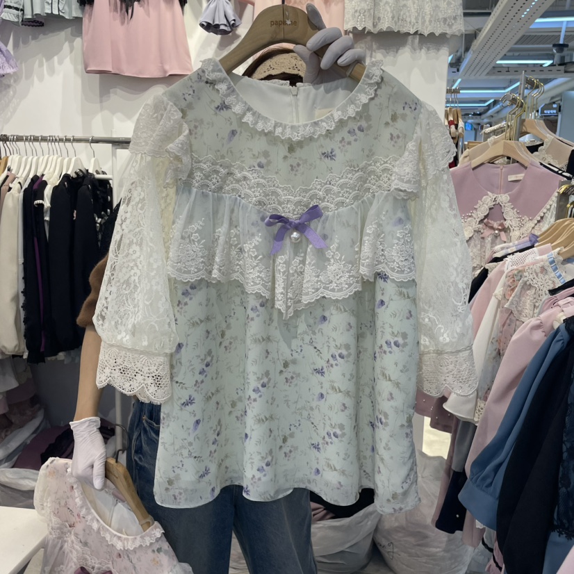 PAPA韓國直郵㊣女裝新品推薦時尚休閑熱賣職業25春夏襯衫蕾絲衫PAPA襯衫/蕾絲衫圖色2
