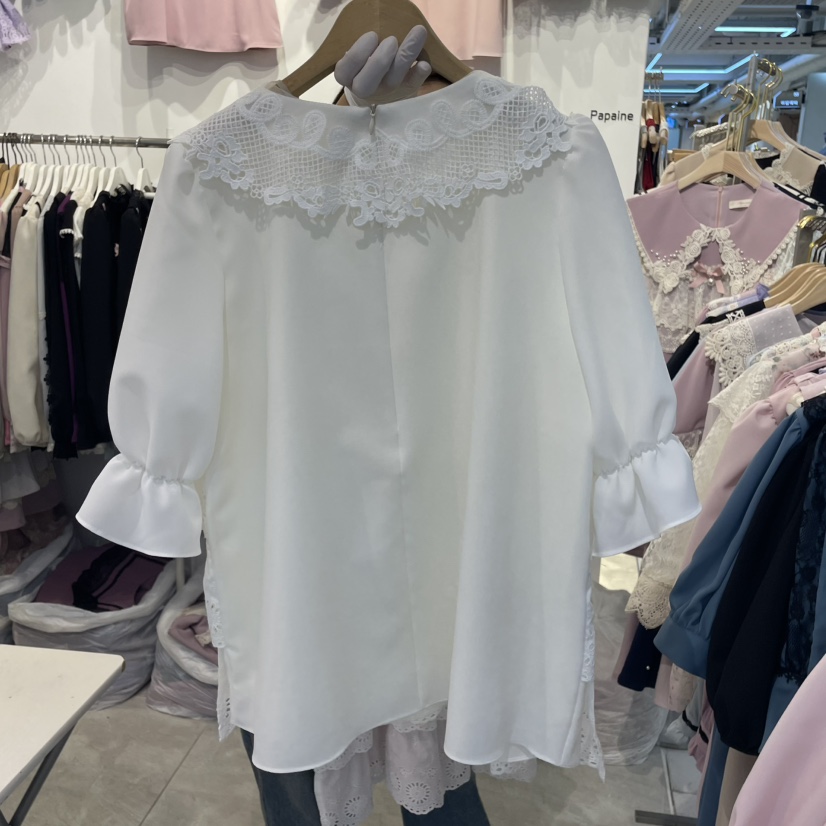 PAPA韓國直郵㊣女裝新品時尚熱賣休閑推薦人氣職業襯衫蕾絲衫PAPA襯衫/蕾絲衫