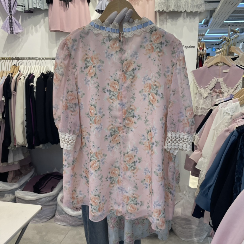 PAPA韓國直郵女士新品熱賣職業人氣休閑25春夏推薦襯衫蕾絲衫PAPA襯衫/蕾絲衫