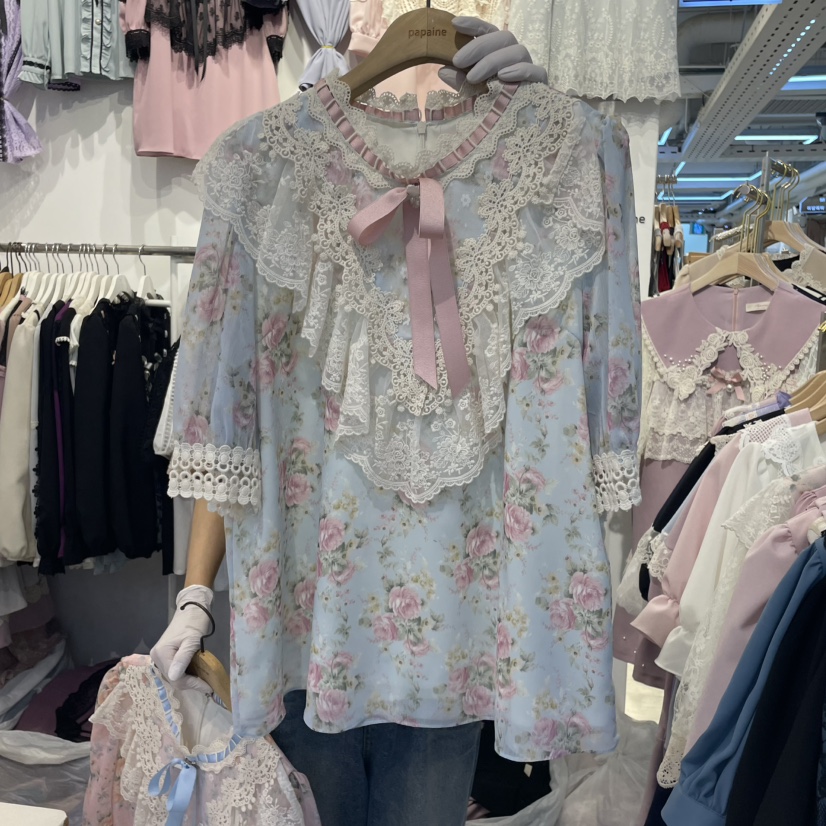 PAPA韓國直郵女士新品熱賣職業人氣休閑25春夏推薦襯衫蕾絲衫PAPA襯衫/蕾絲衫圖色2