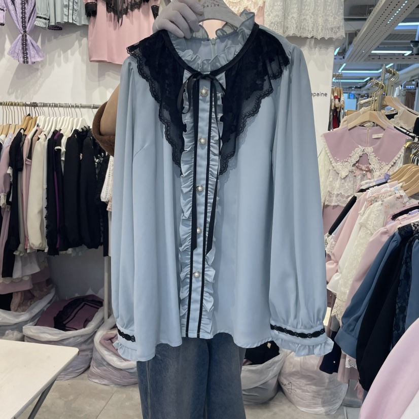 PAPA韓國直郵女裝新品推薦職業休閑熱賣25春夏時尚襯衫蕾絲衫PAPA襯衫/蕾絲衫圖色2