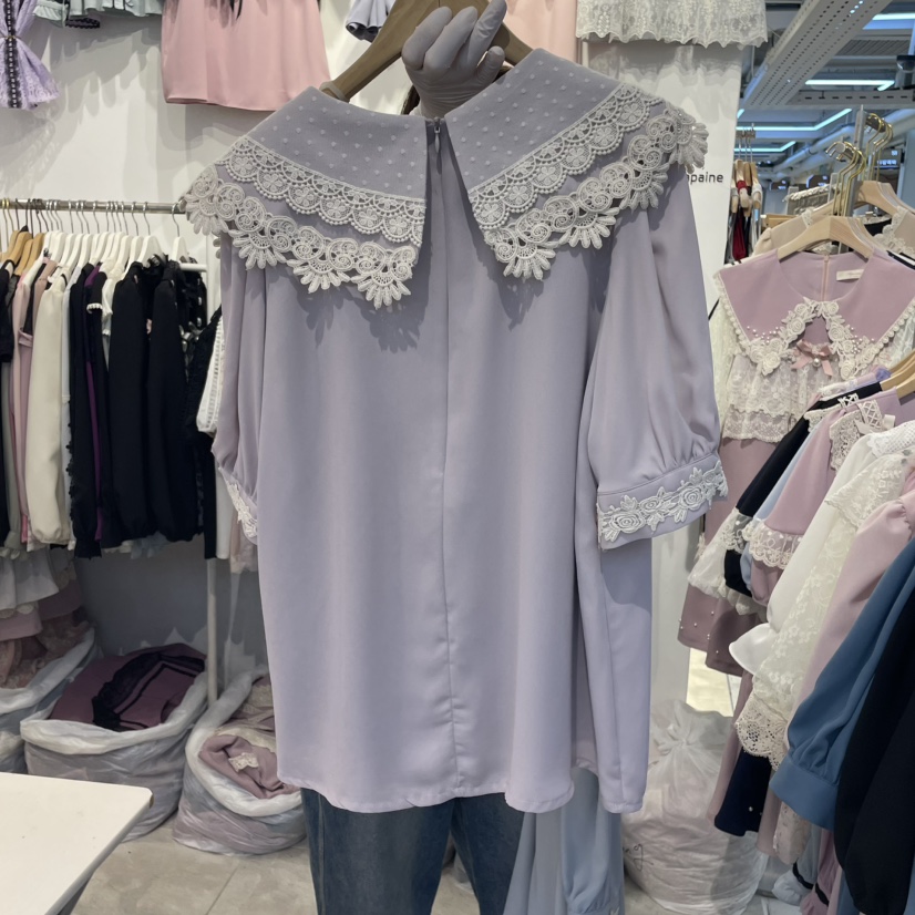 PAPA韓國代購女裝新品25春夏職業時尚休閑推薦人氣襯衫蕾絲衫PAPA襯衫/蕾絲衫