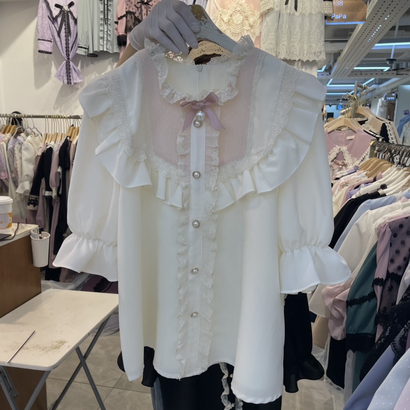 PAPA東大門實拍女士新品人氣推薦熱賣25春夏休閑襯衫蕾絲衫PAPA襯衫/蕾絲衫
