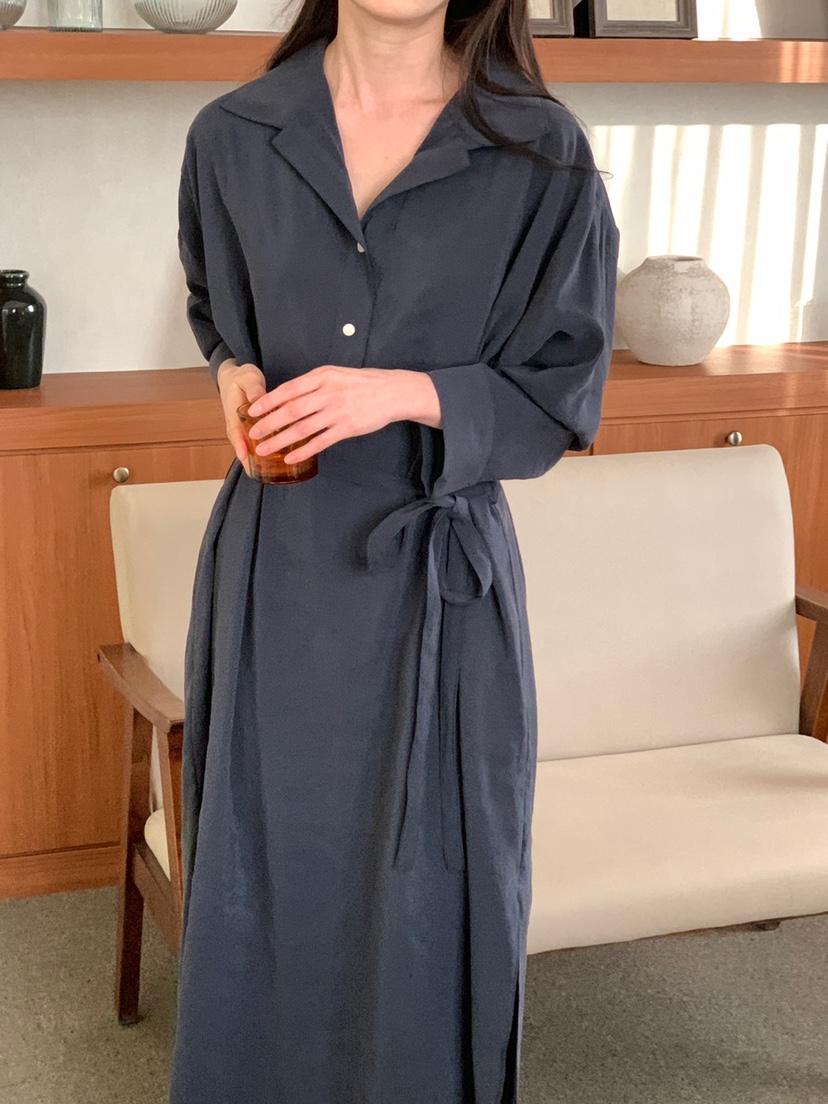 PLANTS ON GRAY韓國直郵女士新款時尚25春夏連衣裙含腰帶PLANTS ON GRAY連衣裙