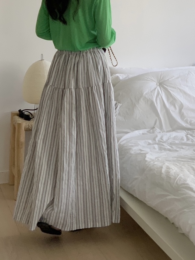 PLANTS ON GRAY韓國代購女裝新品25春夏真品休閑長裙口袋PLANTS ON GRAY長裙