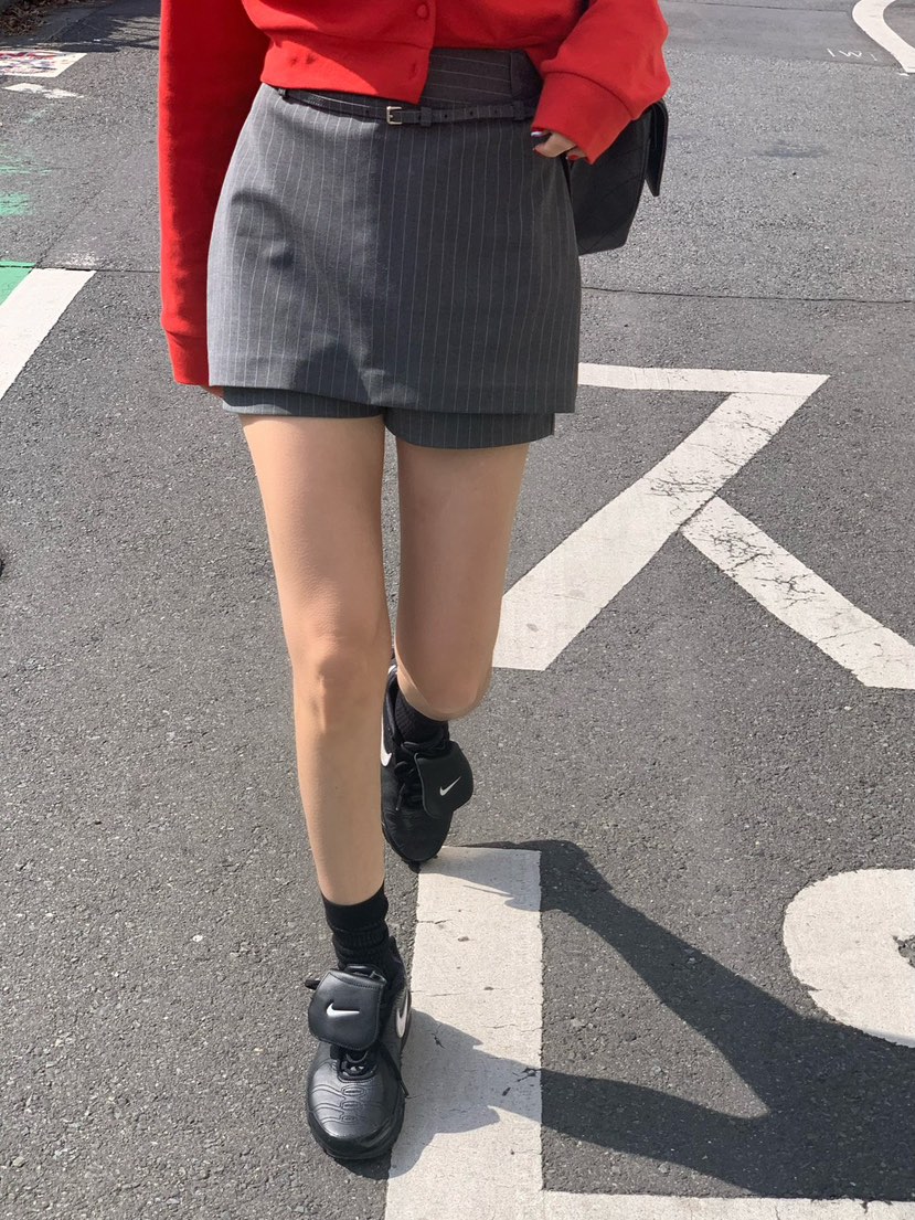 REVE CITE-L東大門實拍女士新品熱賣人氣休閑裙褲含腰繩腰帶REVE CITE裙褲