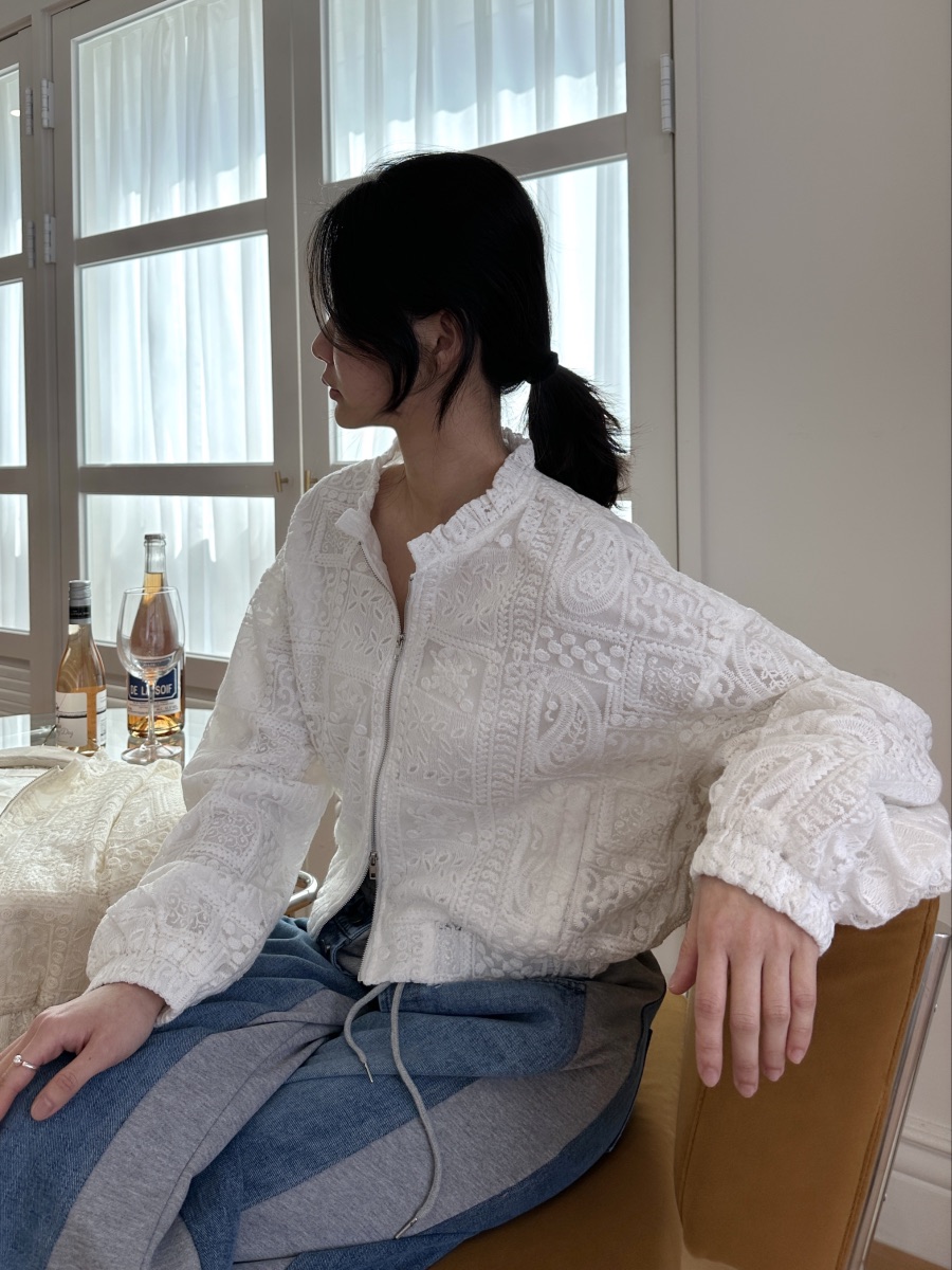 CLASSY-O韓國直郵女士新款職業25春夏休閑襯衫蕾絲衫刺繡蕾絲CLASSY-O襯衫/蕾絲衫