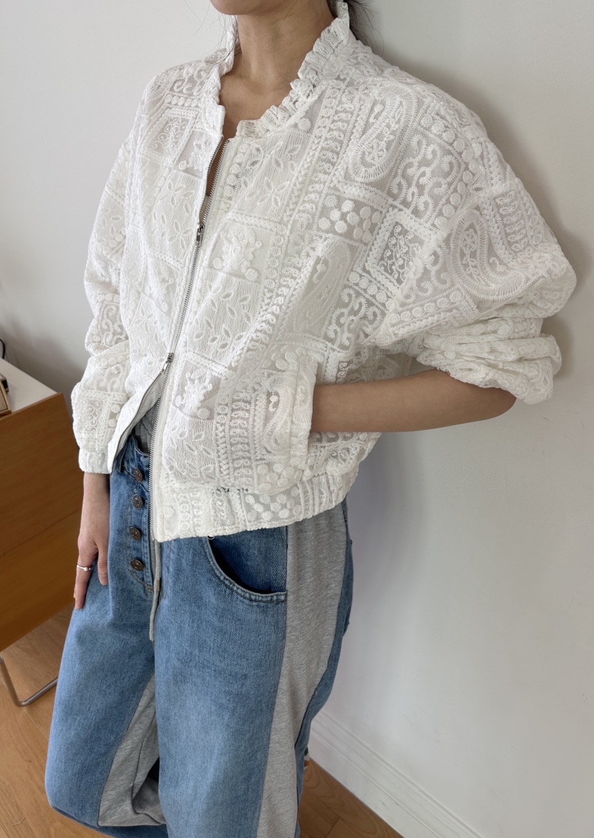 CLASSY-O韓國直郵女士新款職業25春夏休閑襯衫蕾絲衫刺繡蕾絲CLASSY-O襯衫/蕾絲衫