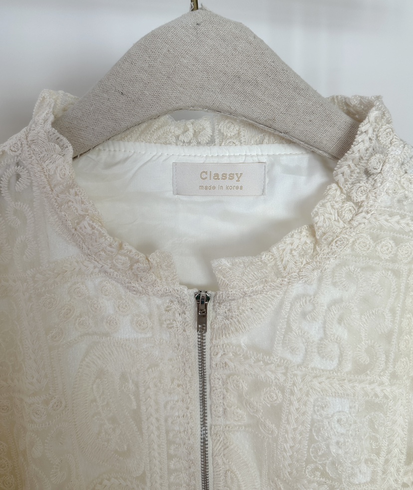 CLASSY-O韓國直郵女士新款職業25春夏休閑襯衫蕾絲衫刺繡蕾絲CLASSY-O襯衫/蕾絲衫
