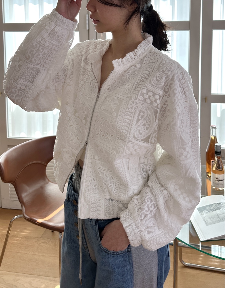 CLASSY-O韓國直郵女士新款職業25春夏休閑襯衫蕾絲衫刺繡蕾絲CLASSY-O襯衫/蕾絲衫圖色1