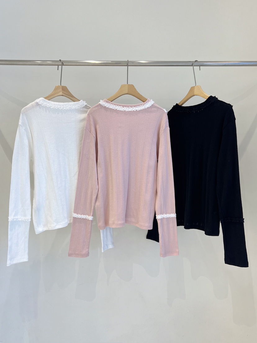 MAISONDEGLORY東大門直郵女裝新品推薦25春夏真品長袖T恤蕾絲MAISON DE GLORY長袖T恤
